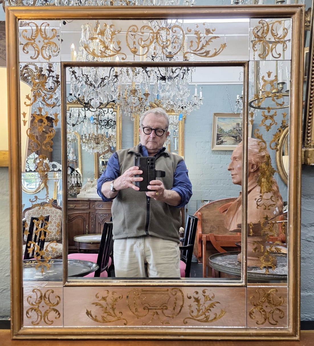 A vintage French Eglomise Mirror 